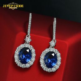 Boucles d'oreilles Jewepisode Top Quality Sapphire Ruby 925 Boucles d'oreilles en argent sterling pour les femmes vintage anniversaire femelle bijoux de bijoux
