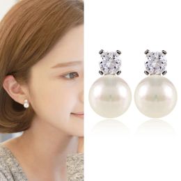 Pendientes Jiofree New Fashion Zircon Clip en Pearring Pearl No Pierced Fashion Farty Pendiendo para mujer