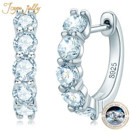 Oorbellen JoyceJelly 100% 925 Sterling Silver Earhoops met 3 mm Moissanite -oorbellen voor vrouwen sprankelende fijne sieraden GRA gecertificeerd