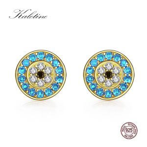 Oorbellen Kaletine Luxe Boze Oog Stud Oorbellen Ronde Groene Zirkoon 925 Sterling Zilveren Oorbellen Voor Vrouwen Mode Turkije Sieraden