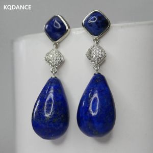 Oorbellen kqdance groen turquoise blauwe lapis lazuli traan druppel oorbellen met natuursteen 925 zilveren naald sieraden voor vrouwen groothandel