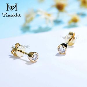 Oorbellen Kuololit Bezel Set 14K Gouden Moissanite Stud Oorbellen voor Vrouwen Handset D/VVS Solitaire Diamanten Sieraden voor Feest Kerstcadeaus