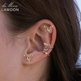 Boucles d'oreilles LAMOON boucles d'oreilles papillon romantique pour femmes 925 argent Sterling plaqué or bijoux fins accessoires Helix Cartilage oreille Clip