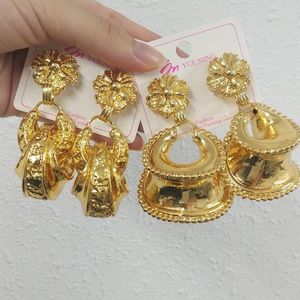 Boucles d'oreilles grand cerceau boucles d'oreilles de mariage pour femmes Dubai bijoux africains couleur or grande boucle d'oreille accessoires de mariage de mariée