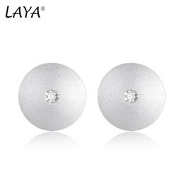 Oorbellen LAYA Echt 925100% sterling zilver rond creatief handgemaakt Satijnafwerking damesring Minimalistisch Geometrisch Trend prachtige sieraden