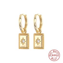 Boucles d'oreilles Lennik 925 Mode Sterling Fashion Boucles d'oreilles Square étoile Zircon Pendant Drop auriculaire Ronnel Oreille Oreille Sweet Femme Fine Bijoux