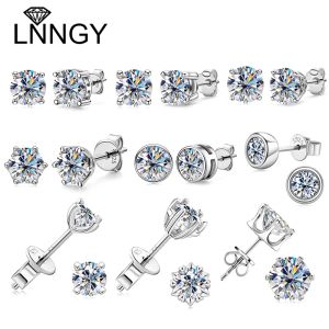 Boucles d'oreilles lnngy 0.5ct1ct Moisanite Moisanite Boucles d'oreilles avec certificat pour femmes Original 925 Silver Silver Earge Bounge de mariage Sparkling