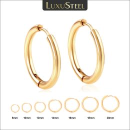 Oorbellen Luxusteel 820 mm dikke hoepels oorbel roestvrij staal voor vrouwen mannen goud kleur miami ronde cirkel kraakbeen oor piercing sieraden