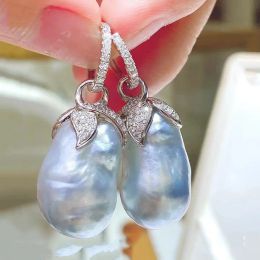 Oorbellen meibapj big barokke natuurlijke zoetwater parel parel mode bloem drop oorbellen echt 925 sterling zilveren fijne charme sieraden voor vrouwen