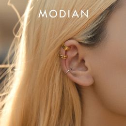 Oorbellen Modian 1 st ear manchet 925 Sterling zilveren trendy punk clip oorbellen stapelbare geometrische oorbellen voor vrouwen grils fijne sieraden