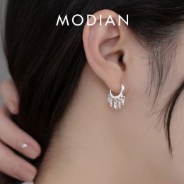 Boucles d'oreilles MODIAN nouveauté 925 en argent Sterling balancement gouttelettes d'eau boucles d'oreilles pour les femmes de luxe clair CZ oreille bijoux fins