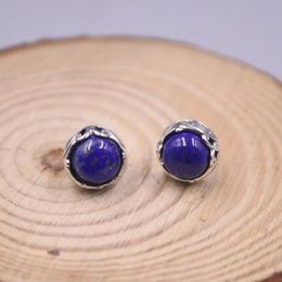 Ohrringe, natürliche Lapislazuli-Kugel-Ohrringe für Damen, Sterling-Silber 925, Ohrstecker, blauer Edelstein, reines Silber, Geschenk