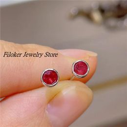 Boucles d'oreilles en rubis naturel, en argent Sterling 925, bijoux fins élégants pour femmes, cadeau de fête de mariage avec boîte