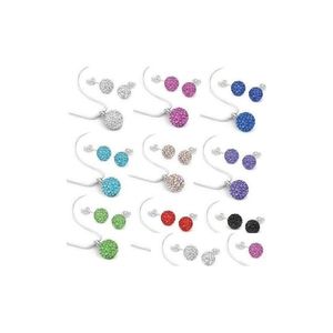 Boucles d'oreilles Collier 10mm Meilleur Nouveau Klhsf Mix Couleur Noir Blanc Mode Cristal Ensemble Pendentif Goujons Boucle D'oreille Bijoux C016 Drop Livraison Ensembles Dh6J3