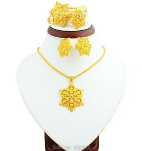 Ensemble de bijoux éthiopiens à fleurs dorées de grande taille, boucles d'oreilles et collier, couleur 22K, africain, nigeria, sud, Kenya, Habesha, ensemble de mariage, 2021, 7299995