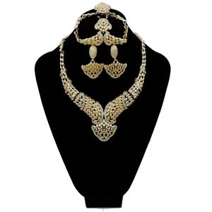 Boucles d'oreilles collier 2021 mode exquis Noble or vente en gros nigérian mariage femmes accessoires ensemble de bijoux son E003