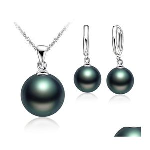 Collier de boucles d'oreilles 2021 Top Quality Real Freshwater Pearl Jewelry Set Femmes Naturel Set 925 Sterling Sier Girl Birthday Gift Drop Dhjlt