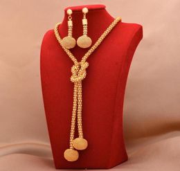 Collier de boucles d'oreilles 24k Ensembles de bijoux en plaque d'or africain pour femmes anneau de perle Dubaï Cadeaux de mariée Collares Bijoux Set3699716