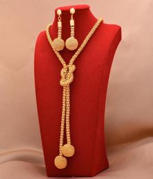 Pendientes, collar, juegos de joyas chapados en oro africano de 24 quilates para mujer, anillo de cuentas, regalos nupciales de Dubai, collares de boda, conjunto de joyería 4863803