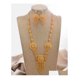 Oorbellen ketting 24k Dubai gouden kleur sieraden sets voor vrouwen