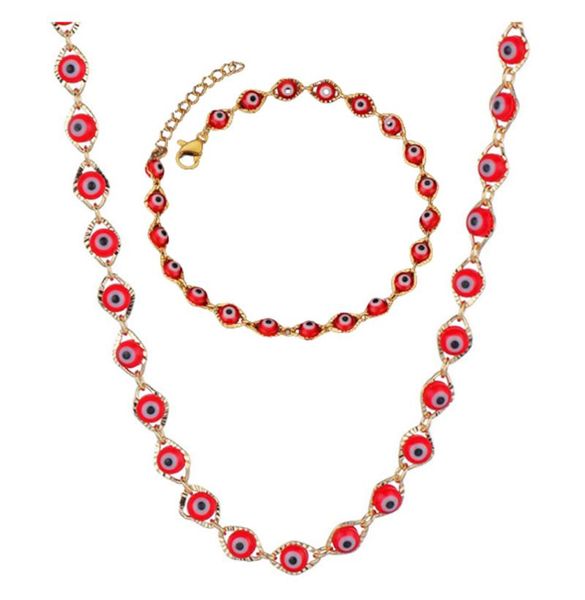 Boucles d'oreilles collier en acier inoxydable 316L couleur globe oculaire couture Bracelet perle faite à la main ensemble de bijoux de mariage