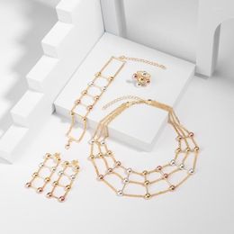 Collar de aretes 4 PCS Jewelry Sets for Women Fashion Nigerian Wedding Beads African