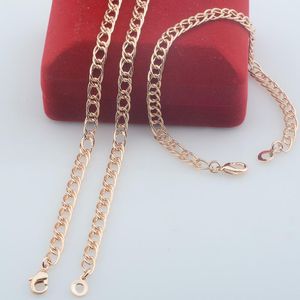 Collier de boucles d'oreilles 5 mm femmes hommes tissage torsadé 585 Bracelet de chaîne de couleur en or rose bijoux de bijoux