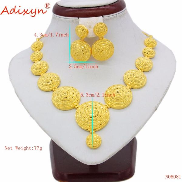 Boucles d'oreilles collier Adixyn inde couleur or cuivre ensembles de bijoux tour de cou africain nigérian mariée accessoires de mariage cadeau N06081274b