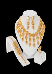 Серьги, ожерелье, африканские комплекты ювелирных изделий, золото, Дубай, женский золотой браслет, роскошные эфиопские украшения для свадьбы1867464
