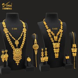Pendientes Collar ANIID Indio 24K Chapado en oro Collar Conjunto Fiesta nigeriana Boda nupcial Etíope Lujo Dubai Joyería Regalos al por mayor 230818