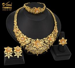 Collar de pendientes Aniid Set Woman Wedding Ethiopian Jewelry Bridal Gold Gold Gold Pakistani Anillo de pulsera de moda africana Earri5560517