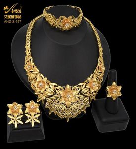 Oorbellen ketting aniid set vrouw bruiloft ethiopische sieraden bruids 24k goud vergulde Pakistaanse Afrikaanse modearmband ring earri7787029