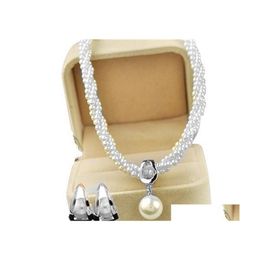 Oorbellen ketting mooie bruids en goud vergulde handgemaakte gedraaide crème Pearl dames geschenk sieraden sets 2 d3 drop levering dh2wa