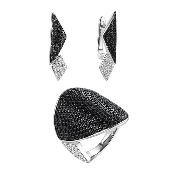 Boucles d'oreilles collier magnifique Micro pavé noir clair cubique Zircon femmes ensemble de bijoux de mariage pour demoiselles d'honneur 290O