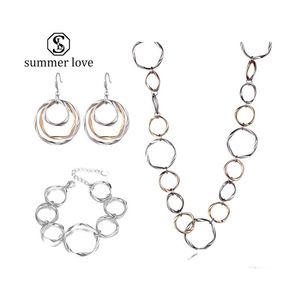 Boucles d'oreilles Collier Big Déclaration Boucle d'oreille Hoop Chaîne Bracelet Cercle Colliers Simple Géométrique Pour Femmes Filles Bijoux Ensemble Giftz Dr Dhdn3