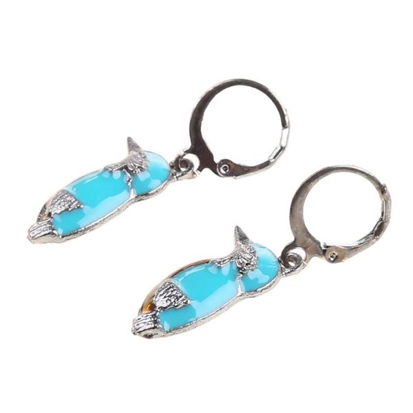 Boucles d'oreilles Collier Bleu Brid Pendentif Colibri Volant Peinture À L'huile Coloré Animal Stud Bijoux De Mode