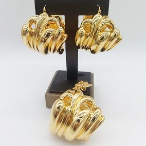 Boucles d'oreilles collier ensemble de bijoux brésiliens pour femmes cuivre boucles d'oreilles audacieuses Dubaï nigérian mariée africaine 18k plaqué or pendentif bijoux de mariage 230820