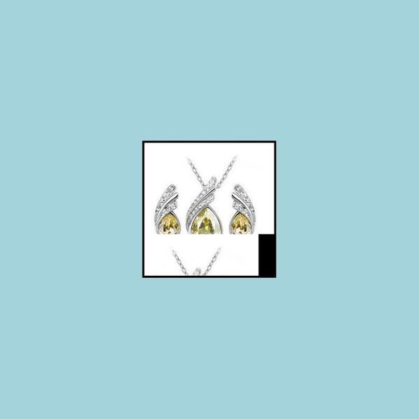 Pendientes Collar Conjuntos de joyería de dama de honor Boda india Mujeres Rovski Party SetVarios Entrega de gota en forma de gota Dh1To