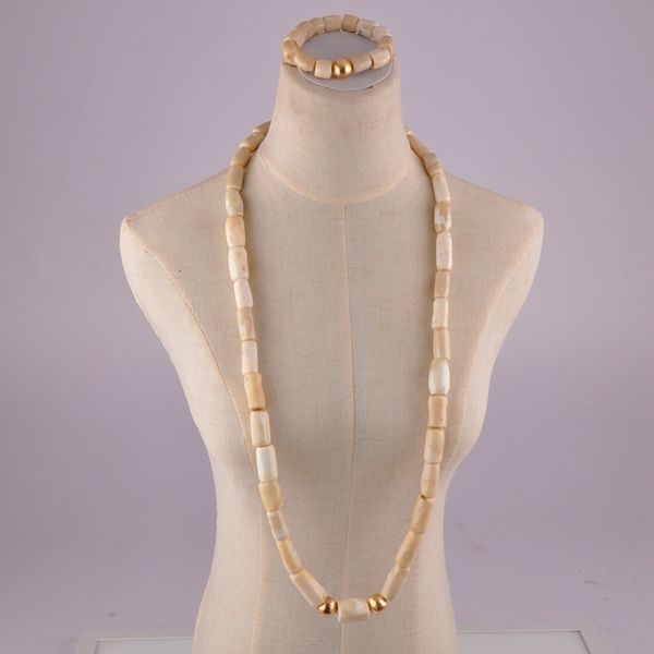 Boucles d'oreilles collier collier africain classique ensemble perles de corail longues blanches pour hommes et femmes bijoux de mariage nigérian 230110