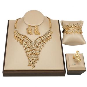 Pendientes Collar Diseño Dubai Gold Jewelry Set Marca Boda nigeriana Mujeres Moda Africana Beads Sets WholesaleEarrings