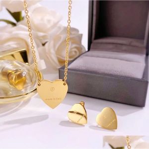 Oorbellen Ketting Designer Hoge kwaliteit Mode-sieradensets Dames Dame Titanium Staal 18K Verguld Goud Kettingen Met G Letter Hart D Dh2Wl