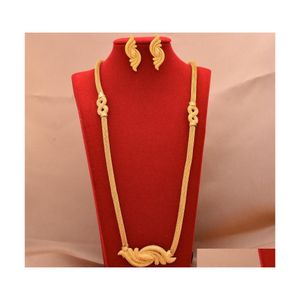 Oorbellen ketting Dubai 24k gouden vergulde designer sieraden sets bruids bruids geschenken Bijoux set voor vrouwen drop levering dhuck