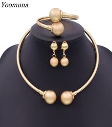 Collier de boucles d'oreilles Dubaï Fashion Gold Color Jewelry Setts African Bridal Wedding Gifts Party for Women Bracelet Ring Set Jewellery7138583