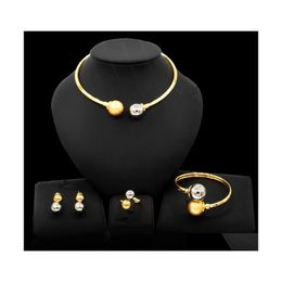 Oorbellen ketting Dubai mode gouden kleur sieraden sets Afrikaans bruids bruidsgeschenken feest voor vrouwen armband ring set sieraden c dhymf