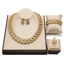 Oorbellen Ketting Dubai Gouden Bruidssieraden Set Groothandel Nigeriaanse Accessoires Mode Afrikaanse Kralen Vrouw Kostuum Set Oorbellen Drop De Dhapy