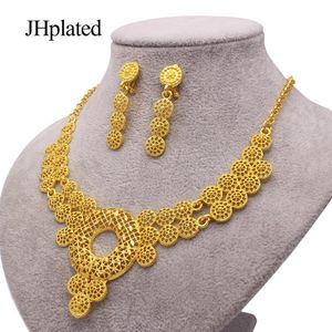 Oorbellen ketting Dubai vergulde sieraden set Ollares bruiloft bruids geschenken Afrikaanse partij ronde sieraden sets voor vrouwen