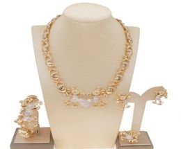 Oorbellen ketting Dubai goud xoxo mode sieraden sets armbandring Nigeriaanse bruiloft bruid luxe2204721