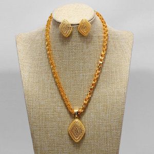 Boucles d'oreilles collier Dubai ensembles de bijoux pour femmes couleur or éthiopien pendentif colliers moyen-orient arabe bijoux de mariage africains