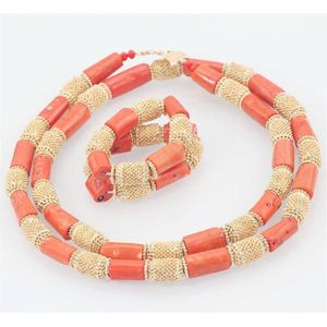 Collier de boucles d'oreilles Dubaï mariage corail de bijoux de qualité hommes réels de perles réels de 50 pouces de long pour le marié ABH555197i