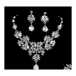 Oorbellen ketting oorbellen ketting kmvexo mtiple kleuren water drop bruid bruids formeel feest prom sieraden sets crystal rhinesto dh4gd